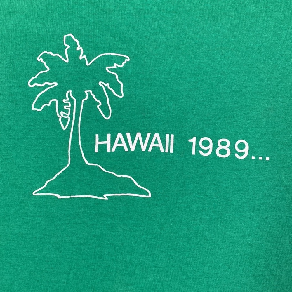 VTG 80’s Hawaii 1989 Be there Family Vacation Green Tee T-Shirt - Picture 6 of 9